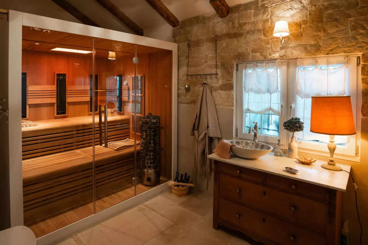Die Sauna des Aroma Cottage
